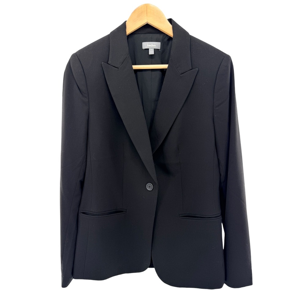 Neiman Marcus Black Tailored Blazer Jacket‎ Minimalist Luxury Workwear Size 10